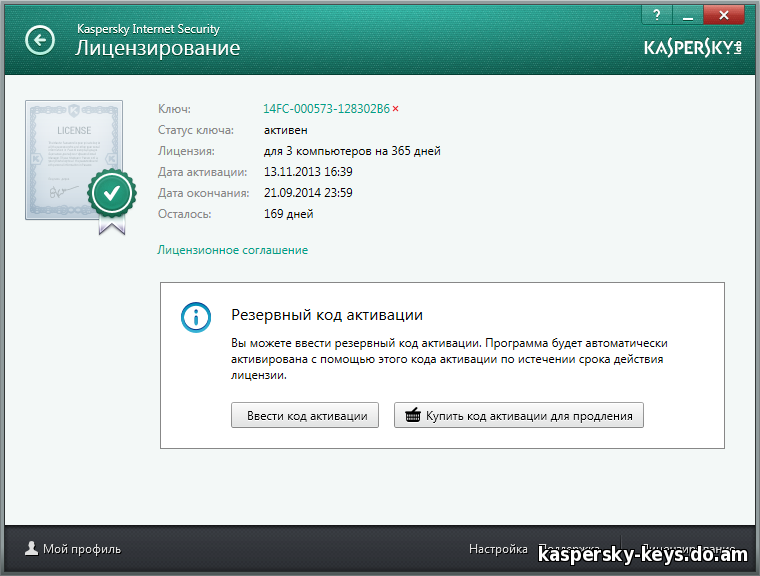 Активация KIS 2014 до 21 сентября 2014 год